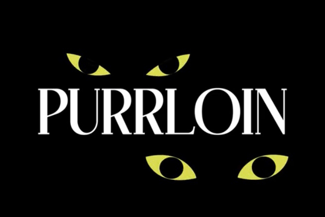 Purrloin title with cat eyes